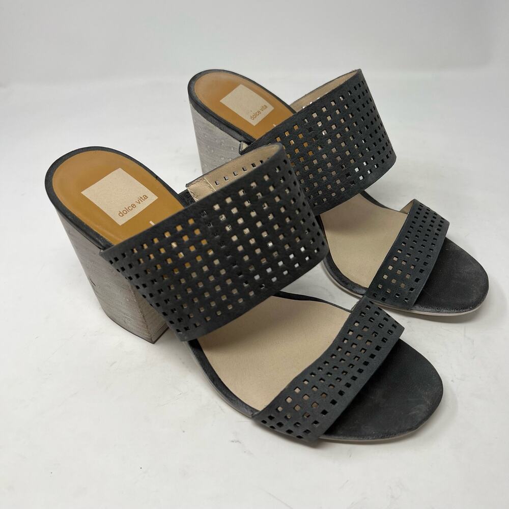 Dolce Vita Esme Double Strap Whitewash Distressed Block Heel Womens Sandal 8.5